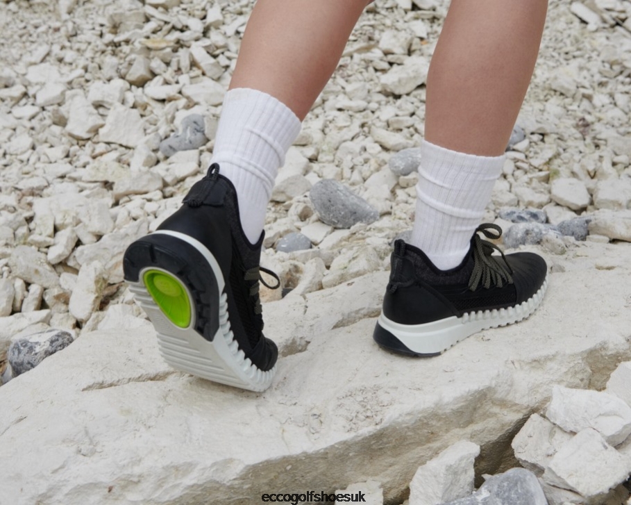 Ecco ZIPFLEX Low Leather/Textile Sneaker Black Women Shoes Black- Ecco On Sale