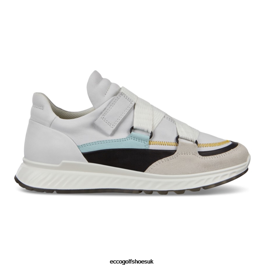 Ecco ST.1 Strap Sneaker Shadow White-Black-White-Eggshell Blue Women Shoes White- Ecco On Sale