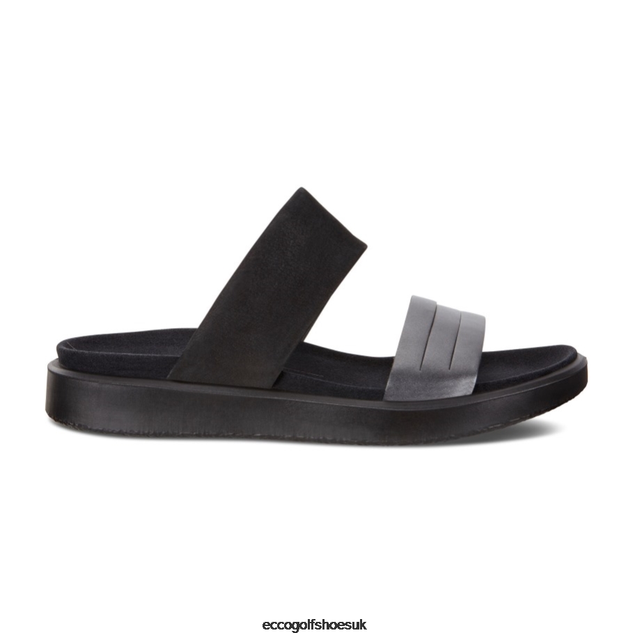 Ecco FLOWT Slide Sandal Black Dark Shadow Metallic-Black Women Shoes Black- Ecco at Low Price