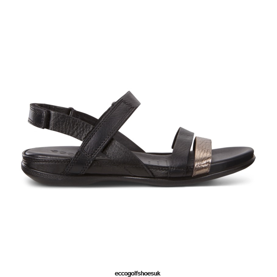 Ecco FLASH 2-Tone Strap Sandal Stone Metallic-Black Women Shoes Stone-Metallic- Ecco On Sale