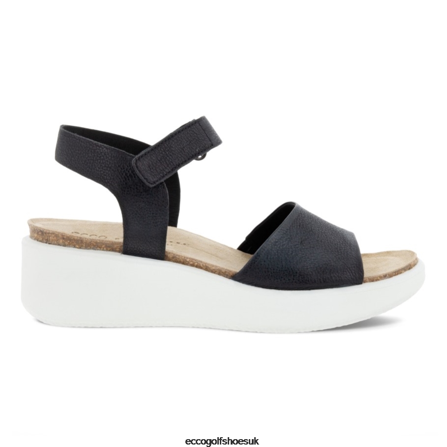 Ecco FLOWT Wedge Cork Sandal Black Women Shoes Black- Ecco Official Store