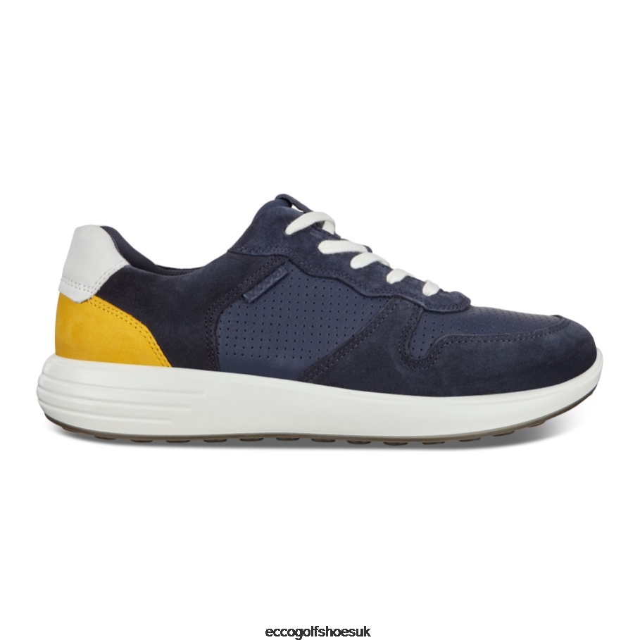 Ecco SOFT 7 Runner Perforated Sneakers Navy-Marine-White-Merigold Men Shoes Navy- Ecco Outlet